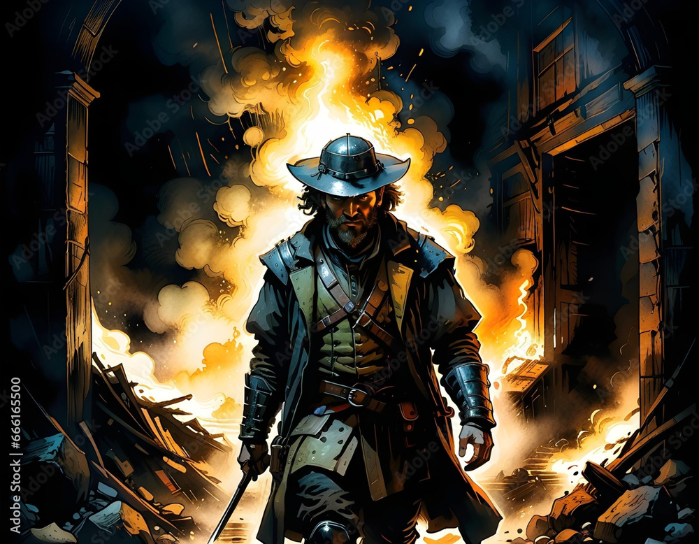 Apocalypse.dark comic art illustration. generative ai Apocalypse.dark comic art illustration. generative ai