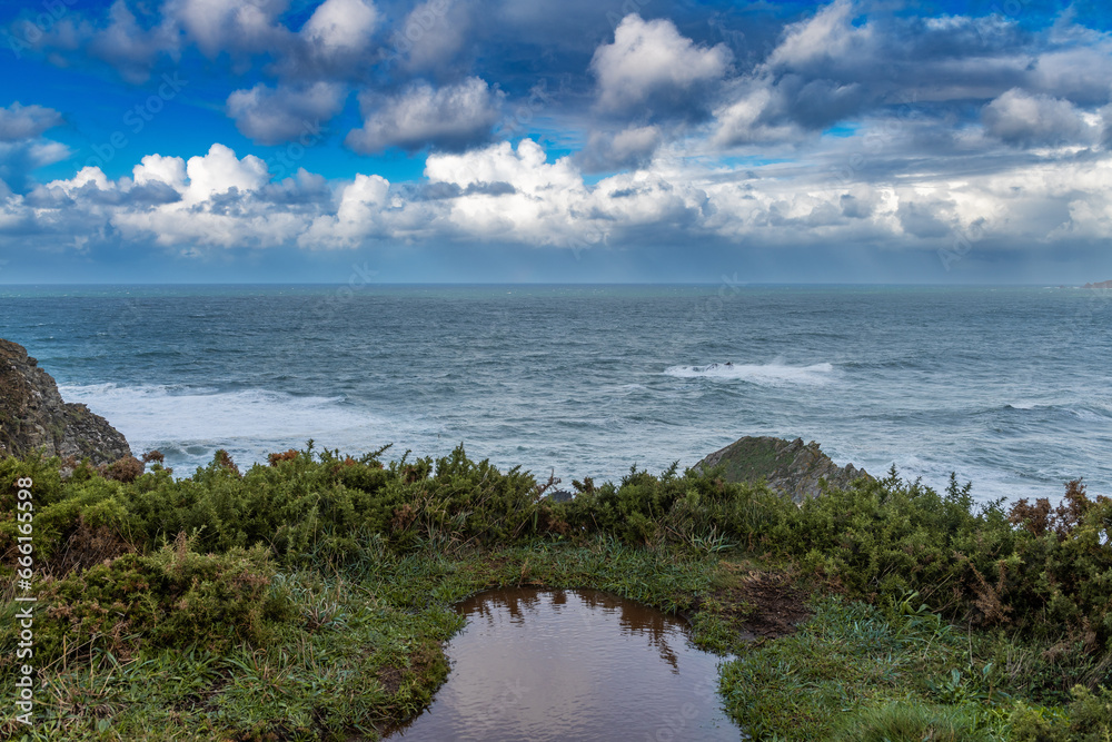 Rugged coastal landscape on the Ria de Ortigueira Galicia, Spain