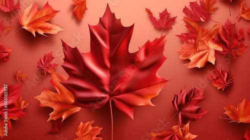 Happy Canada Day real maple leaves in shape of Canadian Flag  Canada Flag On Badges. Generative Ai