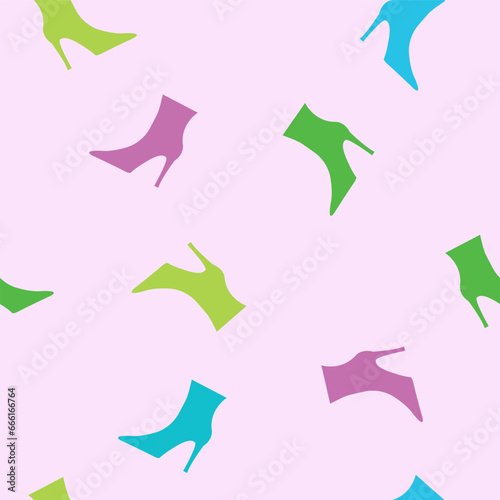 High heels shoes seamless pattern, pink background