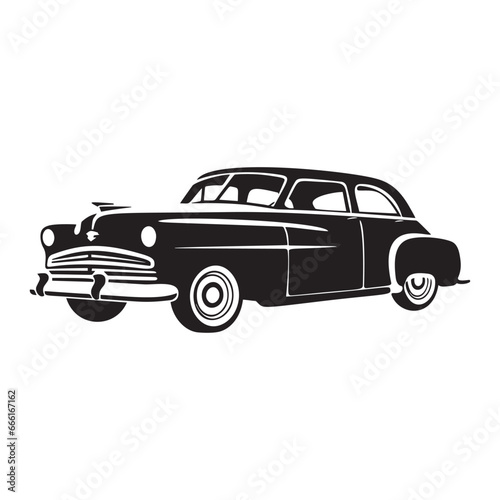 Retro car. Vintage reto car poster. vector illustration isolated on white.