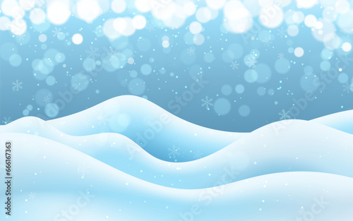 Snow landscape background when snow is falling