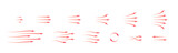 Set of red arrow showing warm air heater direction. Isolated on transparent background element
