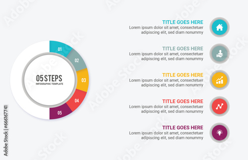 Five 5 Steps Options Circle Business Infographic Template Design