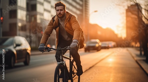 person riding a bike in the city