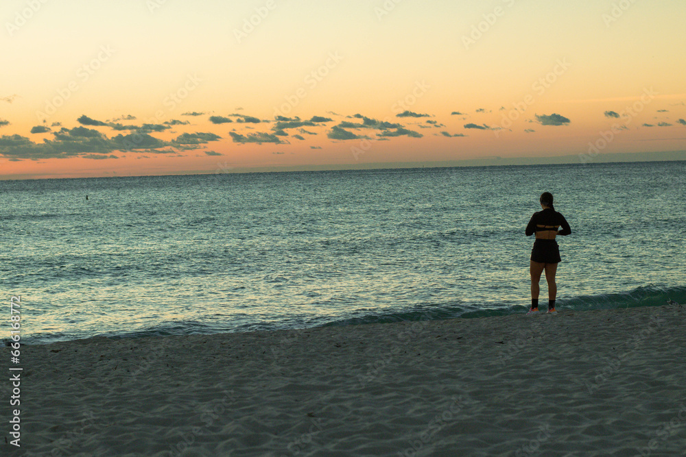 People at beach of south miami florida at morning