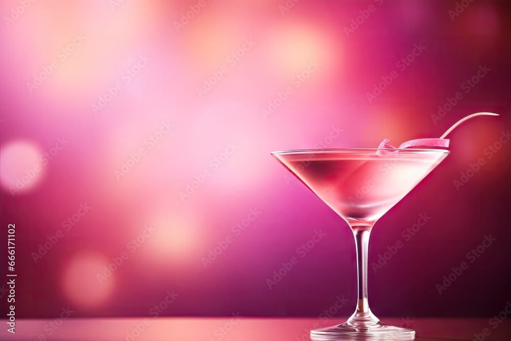 a pink drink with a straw in a glass on a table. generative ai a pink drink with a straw in a glass on a table. generative ai