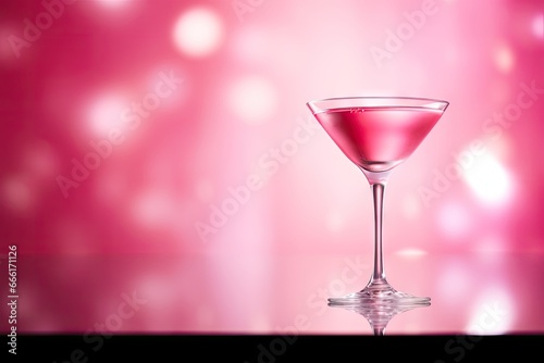  a pink drink in a martini glass on a pink background. generative ai