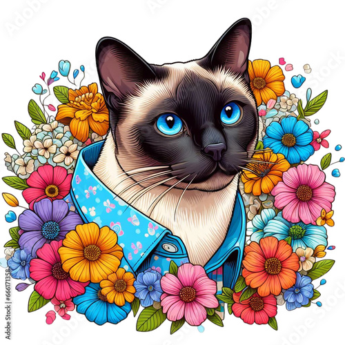 cat with flowers