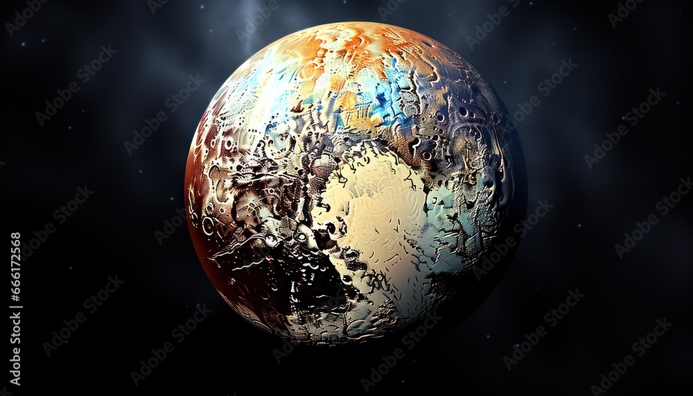 Pluto,planet photo in outer space, solar system 