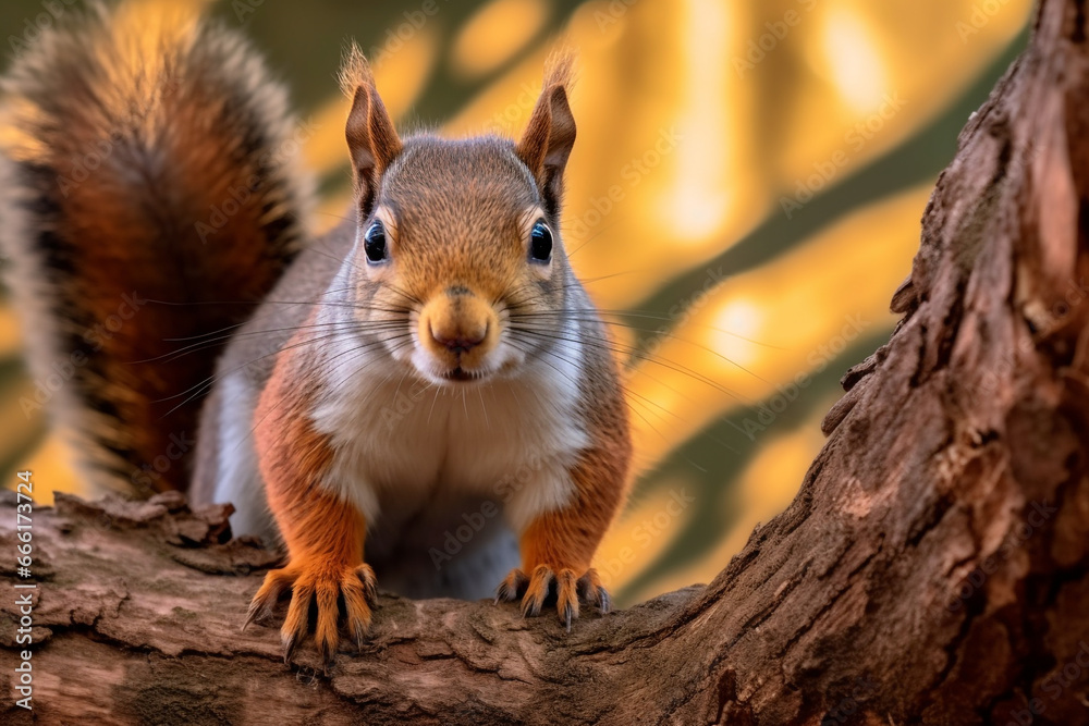 squirrel walking on tree branches squirrel walking on tree branches