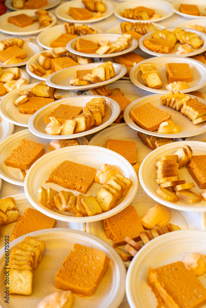 Cracker plates at party, unhealthy food. Cracker plates at party, unhealthy food.