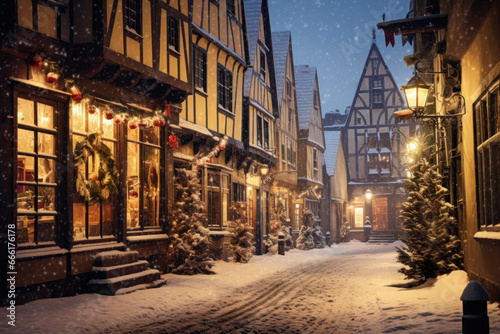 Winter and Christmas in the old town  somewhere in Europe