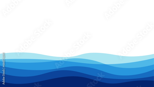 Abstract blue sea, ocean, wave background. vector illustration. 