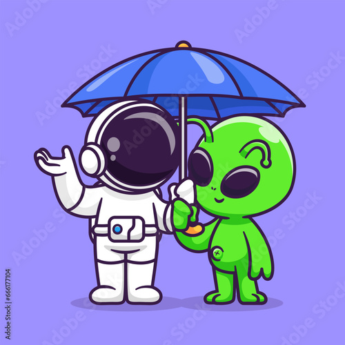 Cute Astronaut And Alien Standing Under Umbrella Cartoon
Vector Icon Illustration Science Technology Icon Concept
Isolated Premium Vector. Flat Cartoon Style