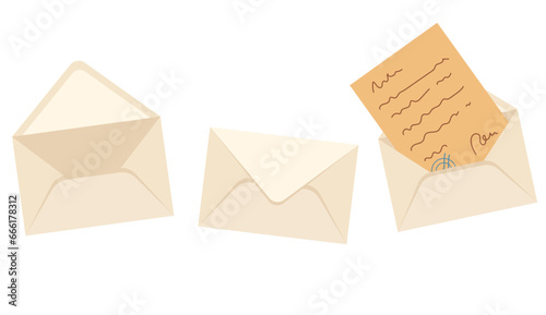 Mail letter paper post envelope card greeting office concept. Vector flat graphic design illustration
