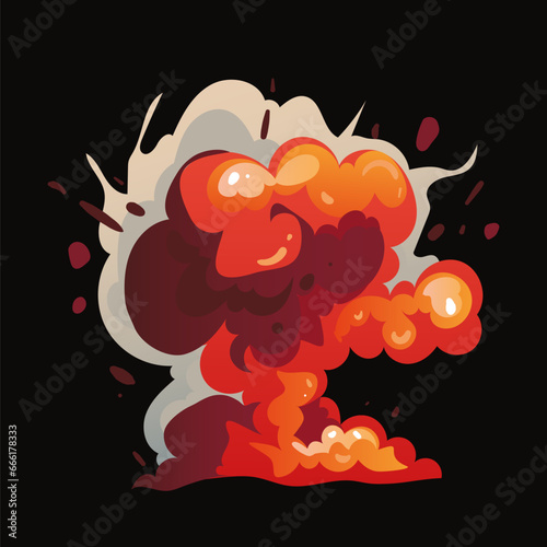 Explosive fire cartoon comic bomb blast explode boom isolated set. Vector flat graphic design illustration