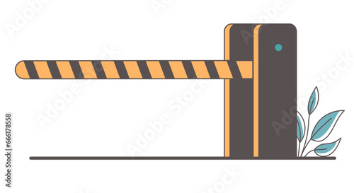 Transport car barrier gate railroad road automatic parking stop concept. Vector flat graphic design illustration
