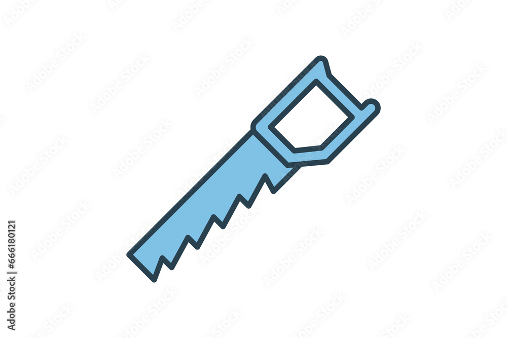 Saw Icon. Icon related to Construction. suitable for web site, app, user interfaces, printable etc. Flat line icon style. Simple vector design editable Saw Icon. Icon related to Construction. suitable for web site, app, user interfaces, printable etc. Flat line icon style. Simple vector design editable