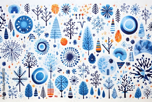 cartoon winter doodle pattern