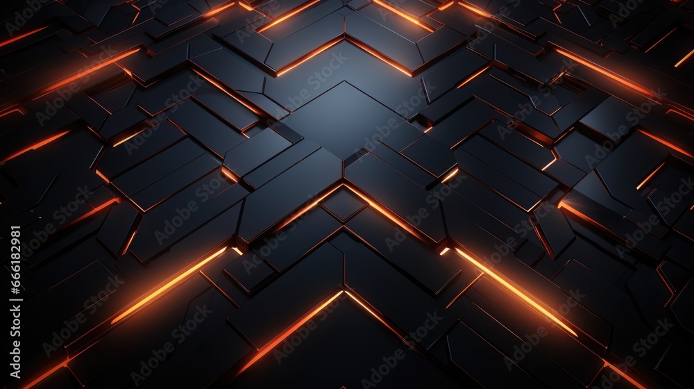 Abstract futuristic black metal Background with golden light lines, tech style geometric texture. Abstract futuristic black metal Background with golden light lines, tech style geometric texture.
