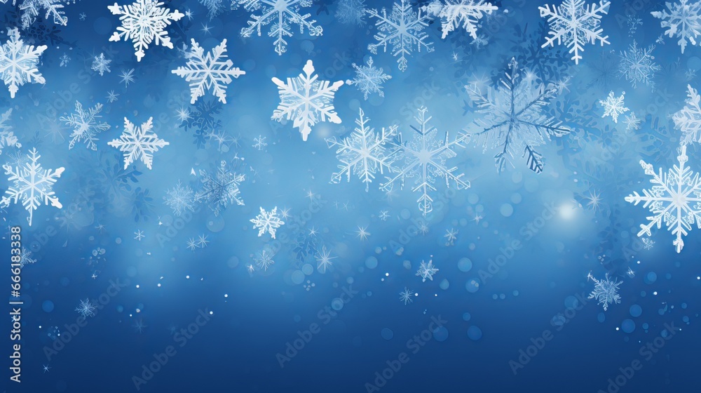 Christmas snow on blue background. Generative ai Christmas snow on blue background. Generative ai