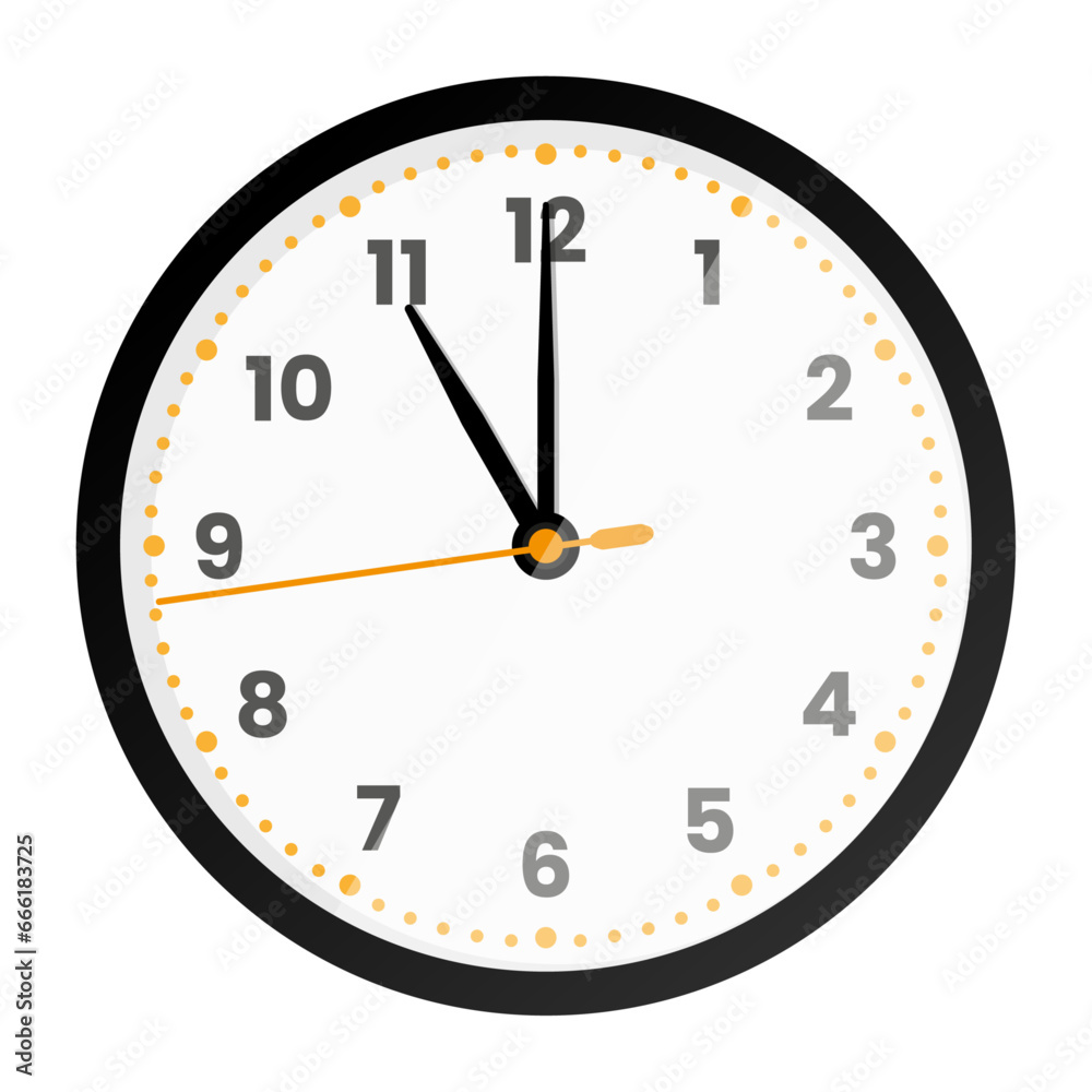 Clock face isolated on white background. 11 o'clock. Vector illustration Clock face isolated on white background. 11 o'clock. Vector illustration