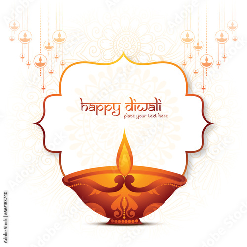 Elegant greeting card of diwali festival background