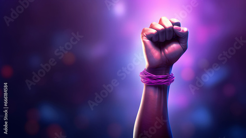 A fist representing the powerful of women and fight for rights. Generative AI.