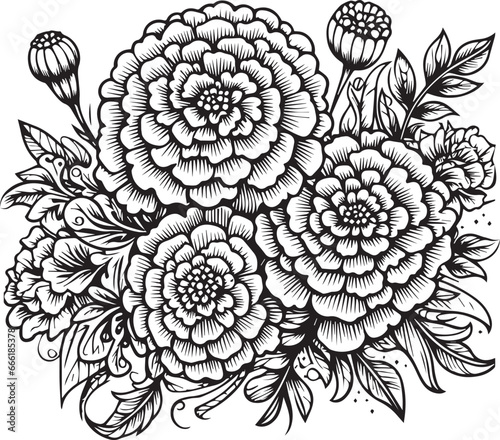Relaxation flower coloring pages for adults, tropical unique flower flower coloring pages, stress relief relaxation flower coloring pages for adults, decorative marigold flower tattoo desings