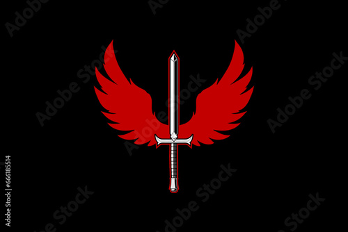 Sword and wings vector logo design