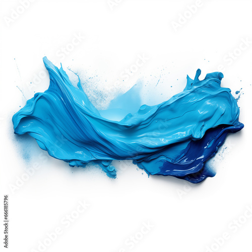 Blue color paint stroke on a white background, Generative AI © Diana Zelenko