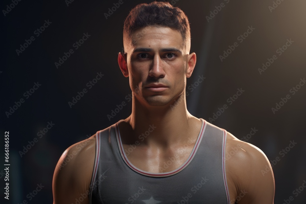 A man wearing a tank top strikes a pose for a photo. This image can be used for various purposes, such as fitness and lifestyle blogs, fashion magazines, or stock photography collections. A man wearing a tank top strikes a pose for a photo. This image can be used for various purposes, such as fitness and lifestyle blogs, fashion magazines, or stock photography collections.