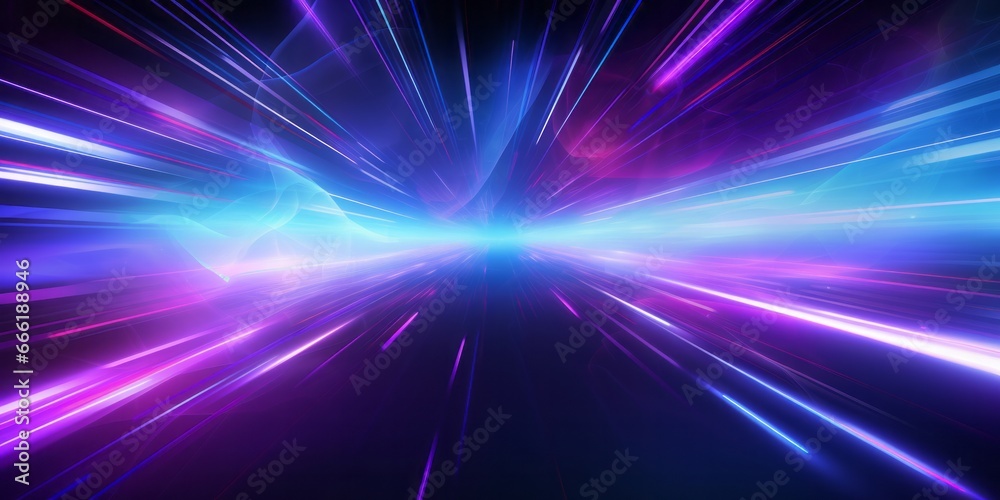Abstract Neon Background with Vibrant Neon Light Stars, Futuristic Design, Copy Space
