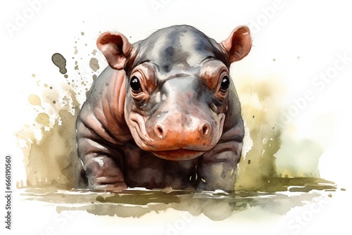 hippopotamus drawing watercolor © Master-L
