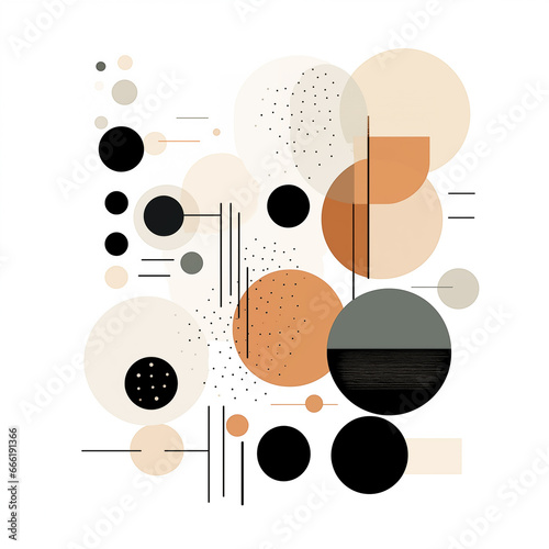 Flat abstract elements, neutral colors on white background, Generative AI