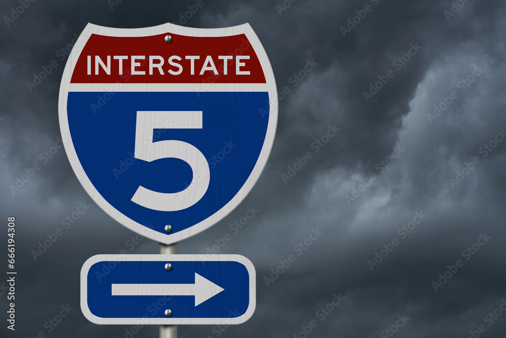 I-5 interstate USA highway road sign I-5 interstate USA highway road sign