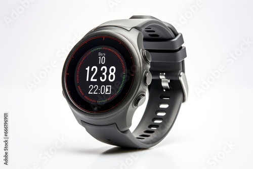 A stylish and contemporary digital smartwatch, seamlessly isolated on a clean white background