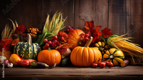 Familiar seasonal produce adorns woodsy platters  evoking thankful harvests.