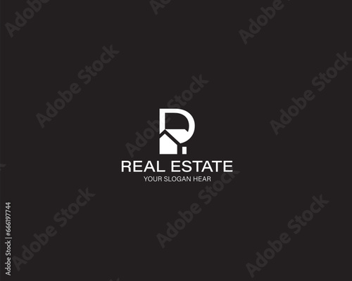 Modern Letter D and real estate logo design template