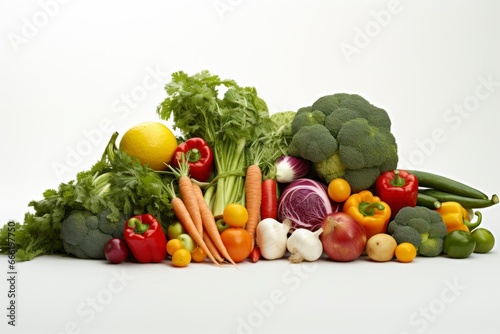 An assortment of fresh and vibrant vegetables, individually isolated against a clean white backdrop