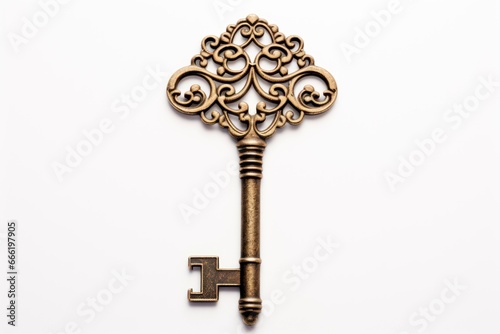 An ornate and intricately designed antique key