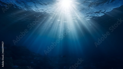 Sunlit Depths: Tranquil Underwater Expanse with Dynamic Play of Light and Shadows