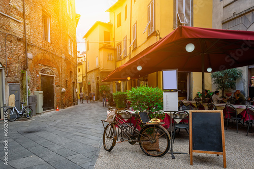 Old cozy street in Lucca, Italy