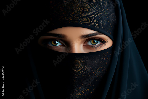 A woman in a burqa. Beautiful eyes of a Muslim woman