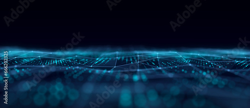 Technology blue wave with lines. Big data visualization. Analytics representation. Digital background. 3d rendering.