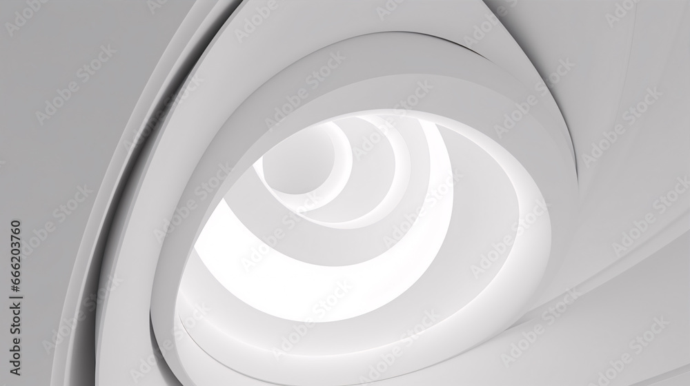 Fototapeta premium Soft gray digital texture adorns the circular, corporate structure, presenting a minimalist yet dynamic design..