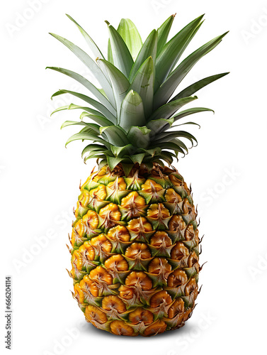Ripe beautiful delicious pineapple isolated on white background with shadow. Beautiful realistic tropical fruit, healthy, vitamins, healthy food