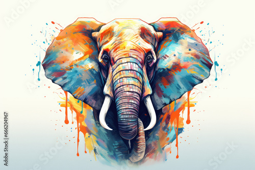 Elephant head watercolor illustration style