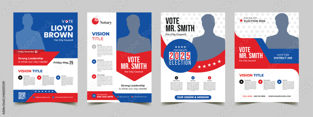 political election flyer template. editable vote campaign flyer leaflet layout vector premium.  - obrazy, fototapety, plakaty 